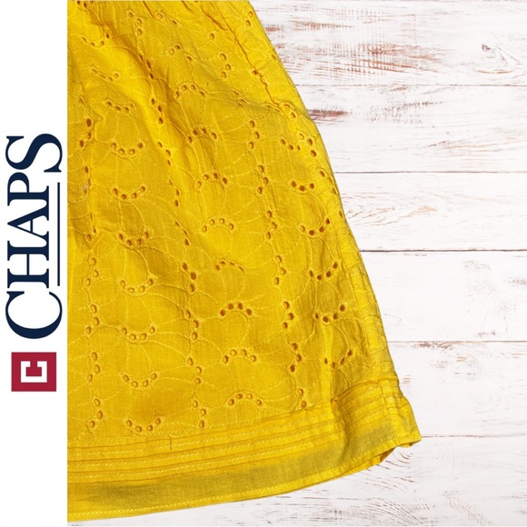 Chaps Baby Infant Girls Yellow Eyelet Dress Lace Sleeveless / Size 12 months - Picture 4 of 9